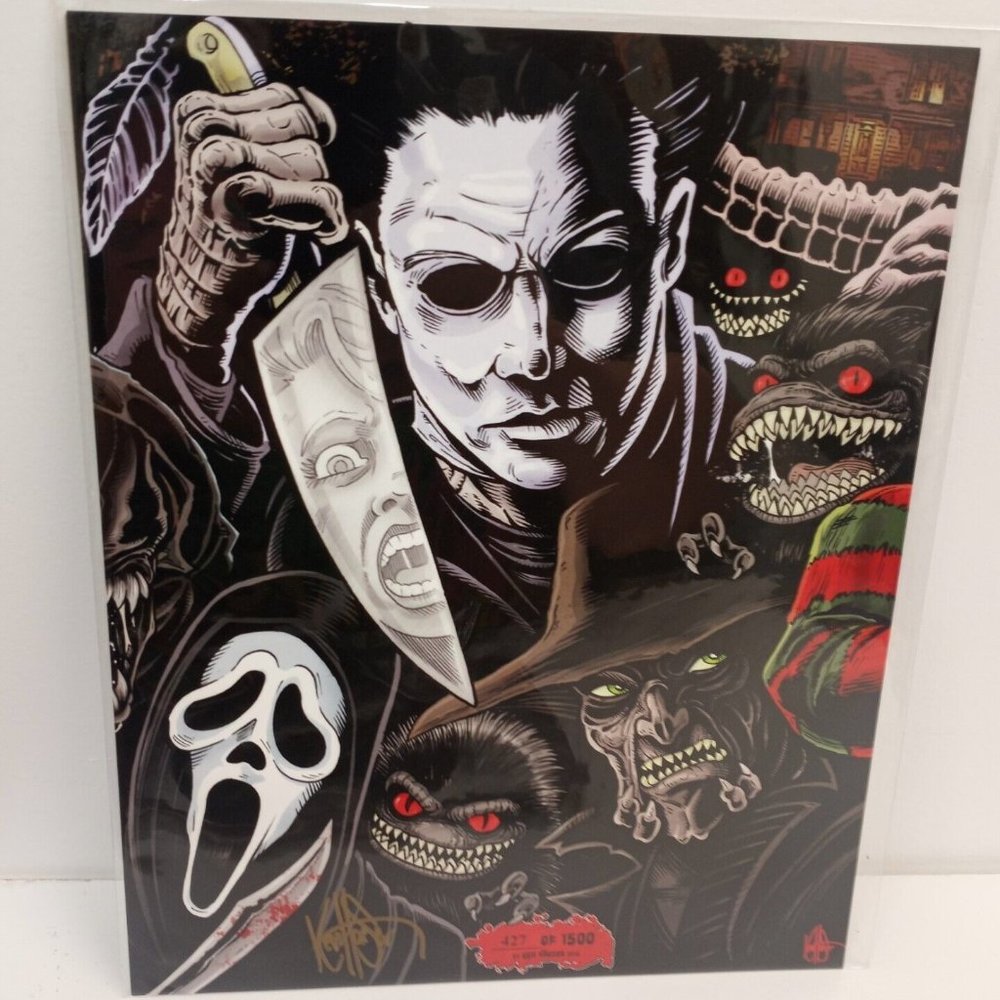 Horror Villains Art Print - Black, White, Red